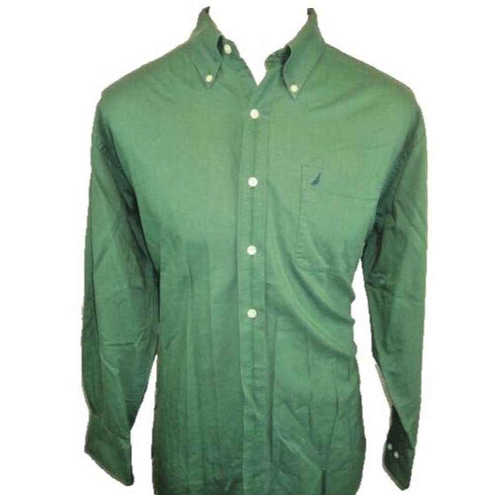 Mens Nautica Green Cotton Oxford LS Casual Shirt sz 16.5x32/33
